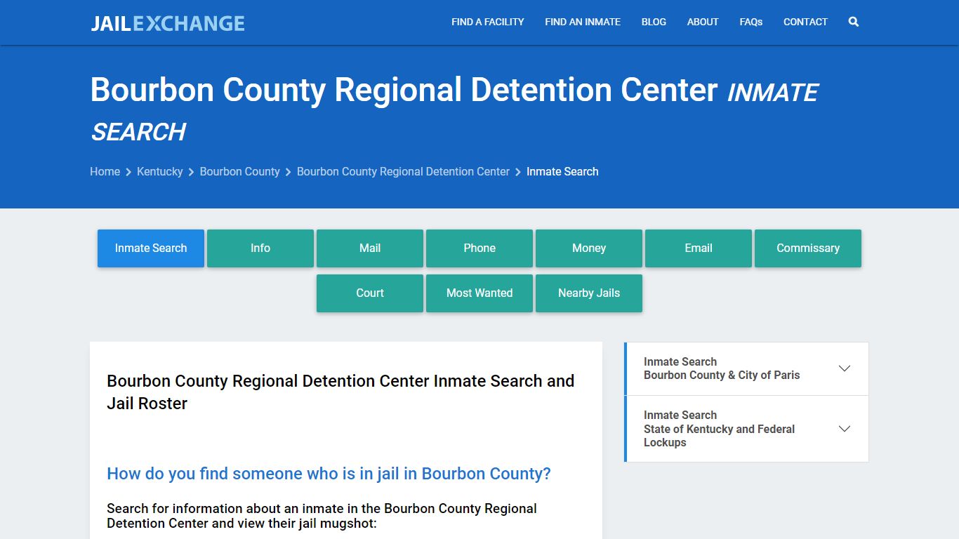 Bourbon County Regional Detention Center Inmate Search