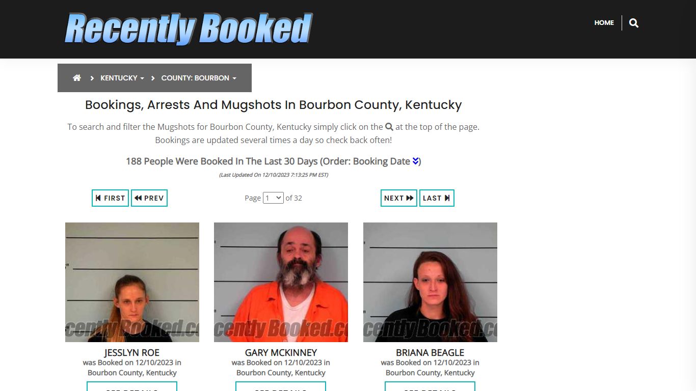 Bookings, Arrests and Mugshots in Bourbon County, Kentucky